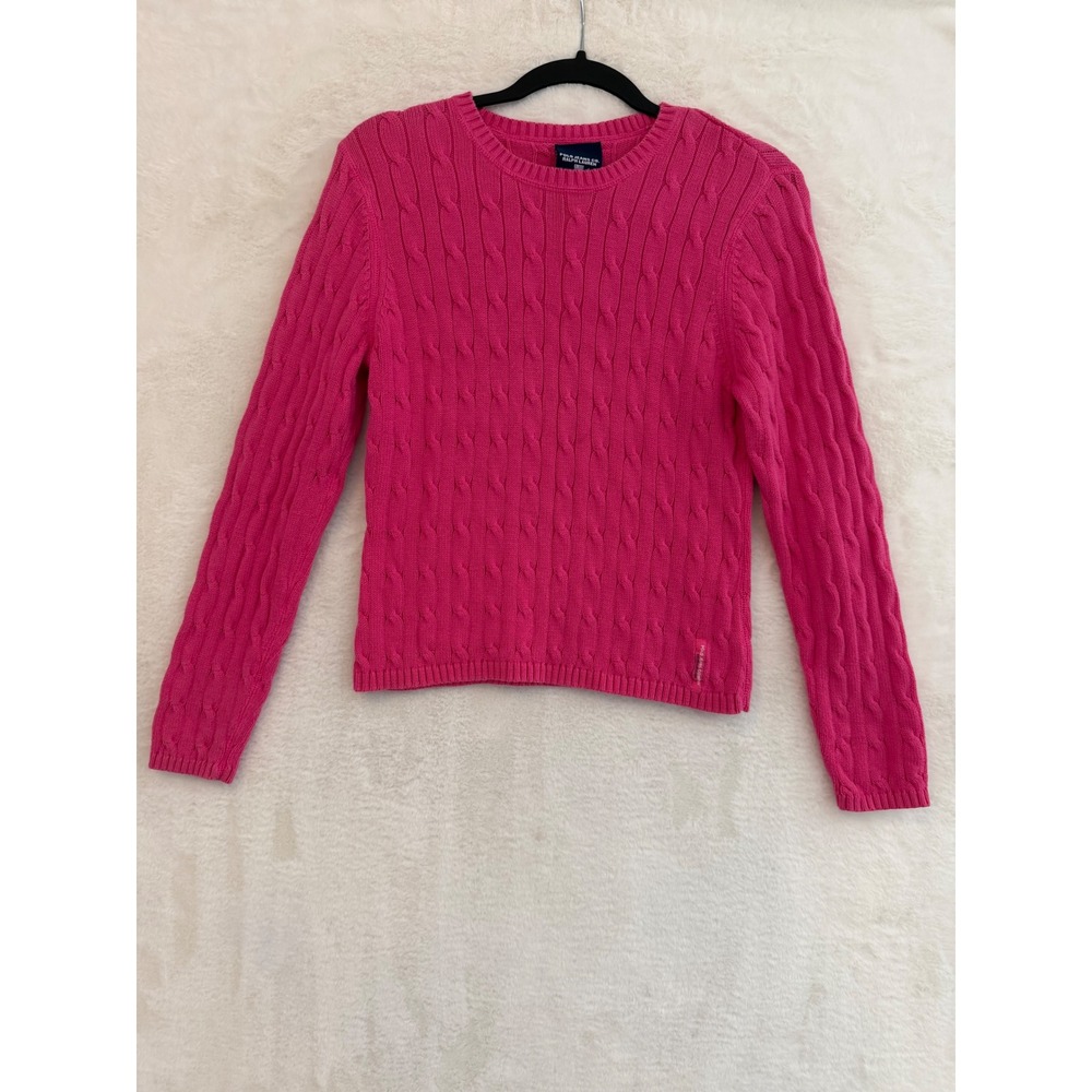 Polo Jeans Co Ralph Lauren Pink Cable Knit Sweater Womens Large Cotton Blend L/S